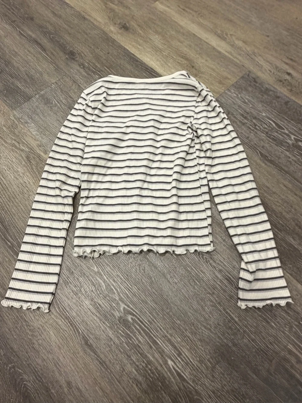 NWT Striped Long-Sleeve Henley Top - Cream & Black